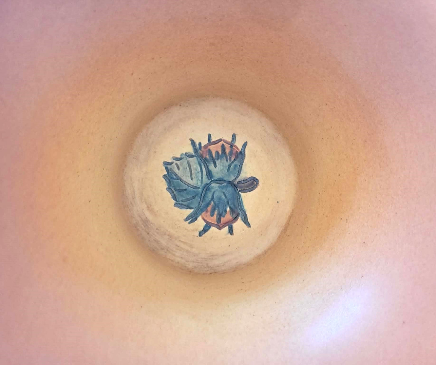Danish vintage terracotta fruit bowl on a foot, designed by P. Ipsen's Widow, 1970s.