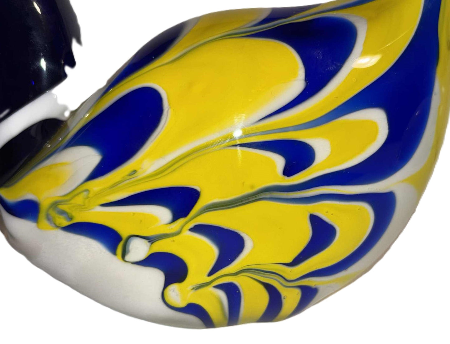 Vintage Striped Handblown Glass Duck in Beautiful Color Shades, Denmark 1970s