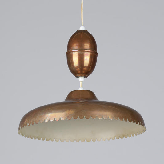 Beautiful ceiling pendant made of copper, 1950s, Danish design by Bent Karlby (1912-1998)