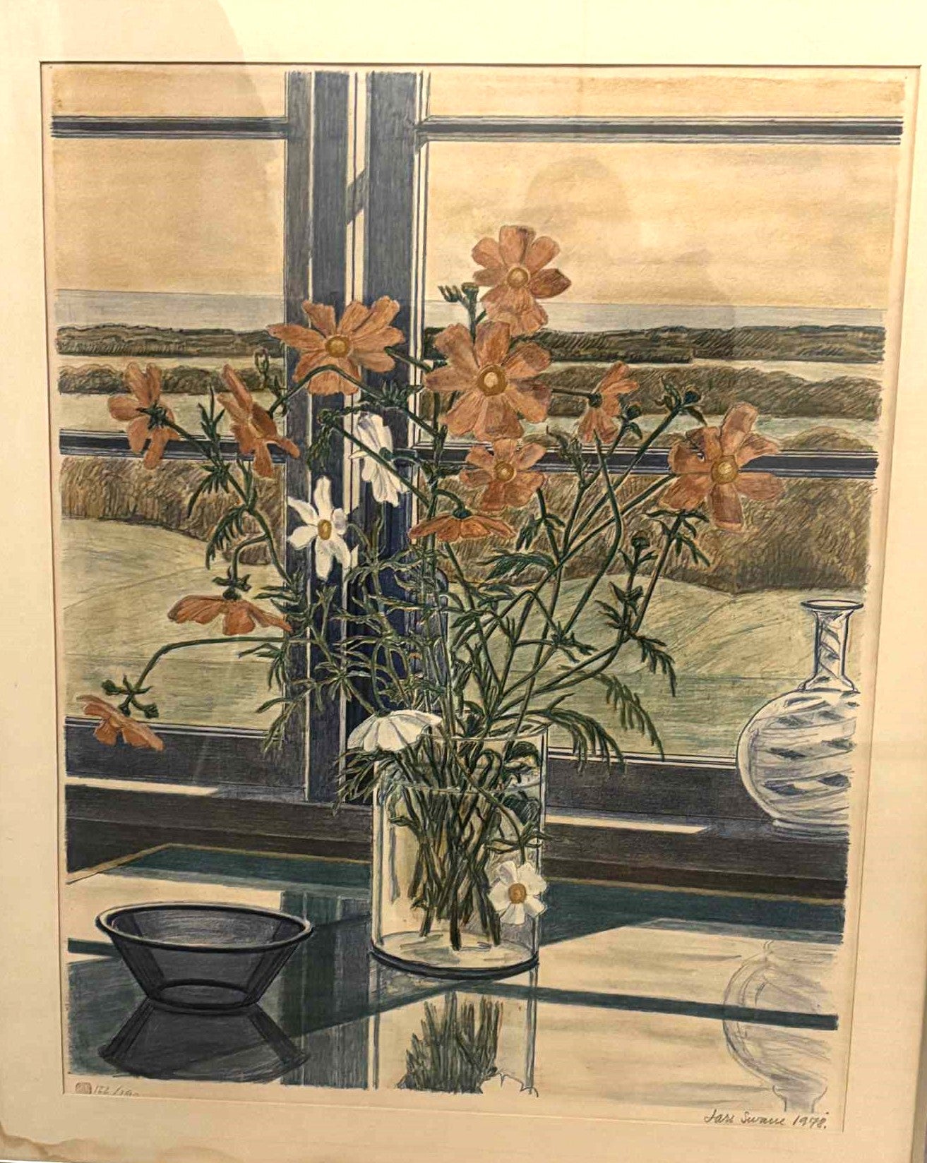 Smukt og roligt litografi af Lars Swane (1913-2002), dateret 1978