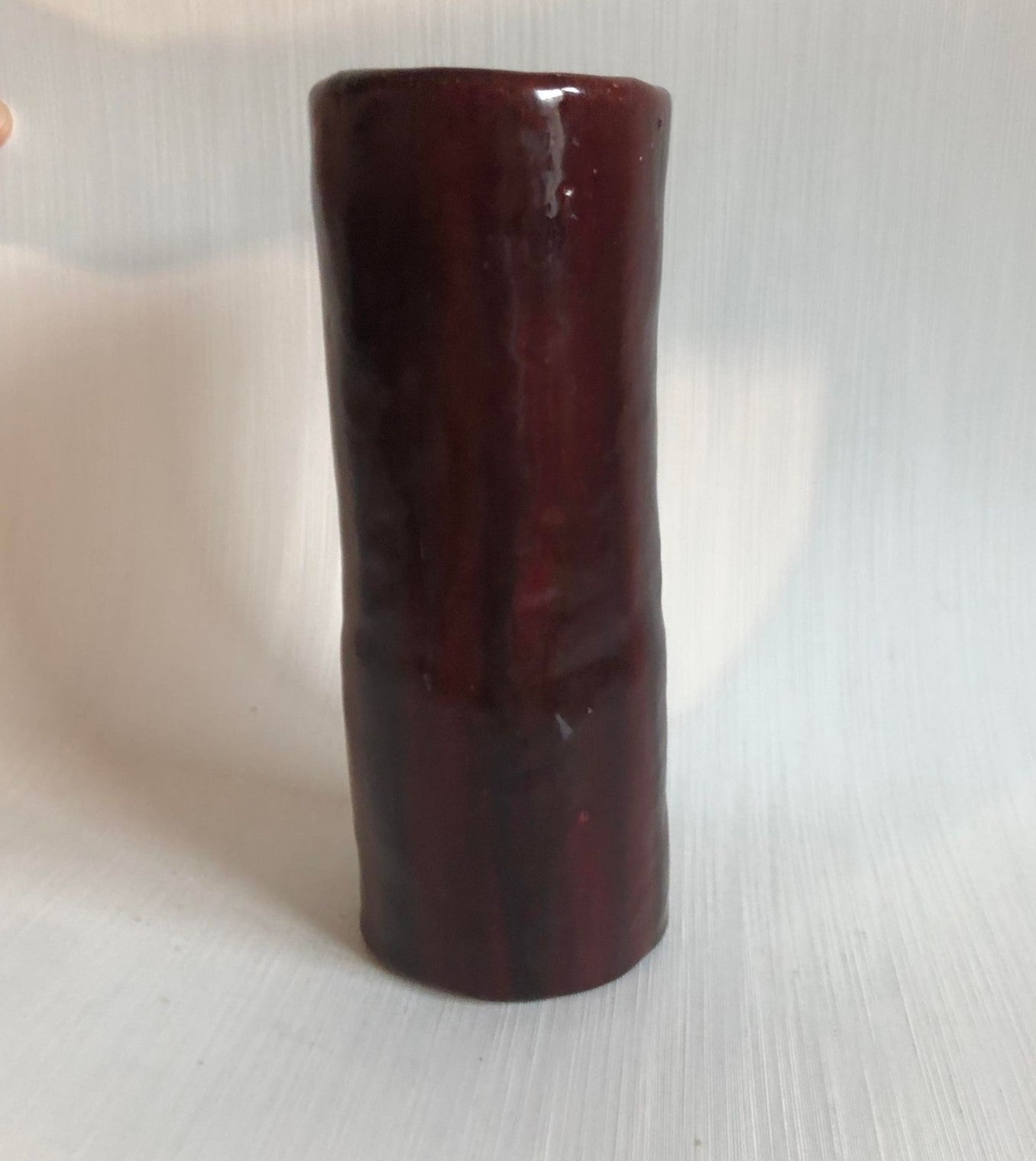 Rustic and elegant earthenware vase in oxblood - no. 0760