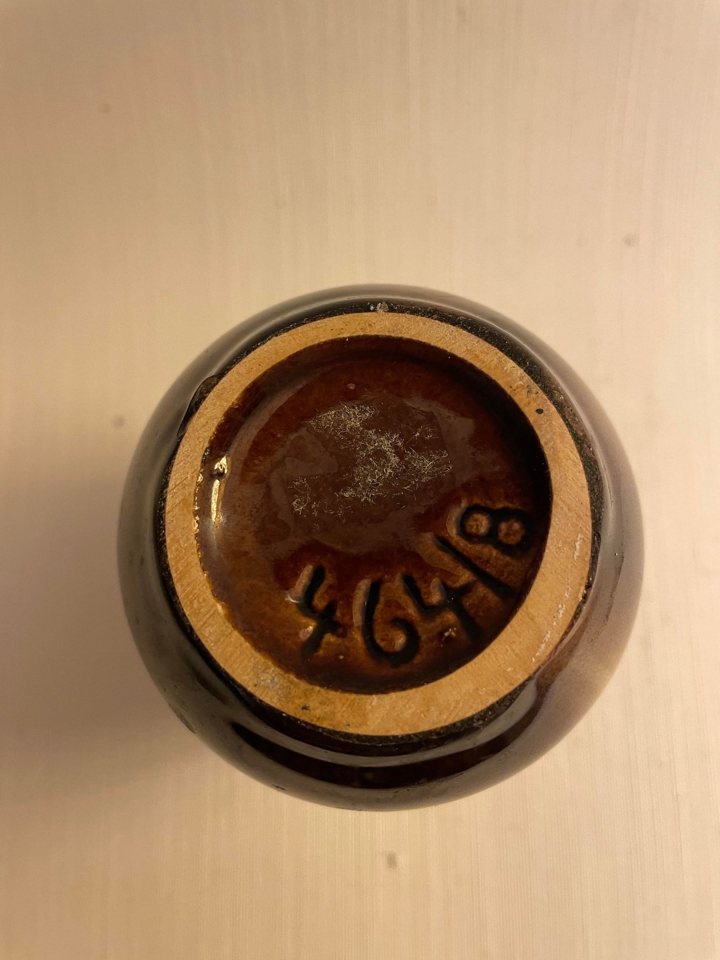 Sweet little glazed ceramic vase in green brown shades - no. 0111