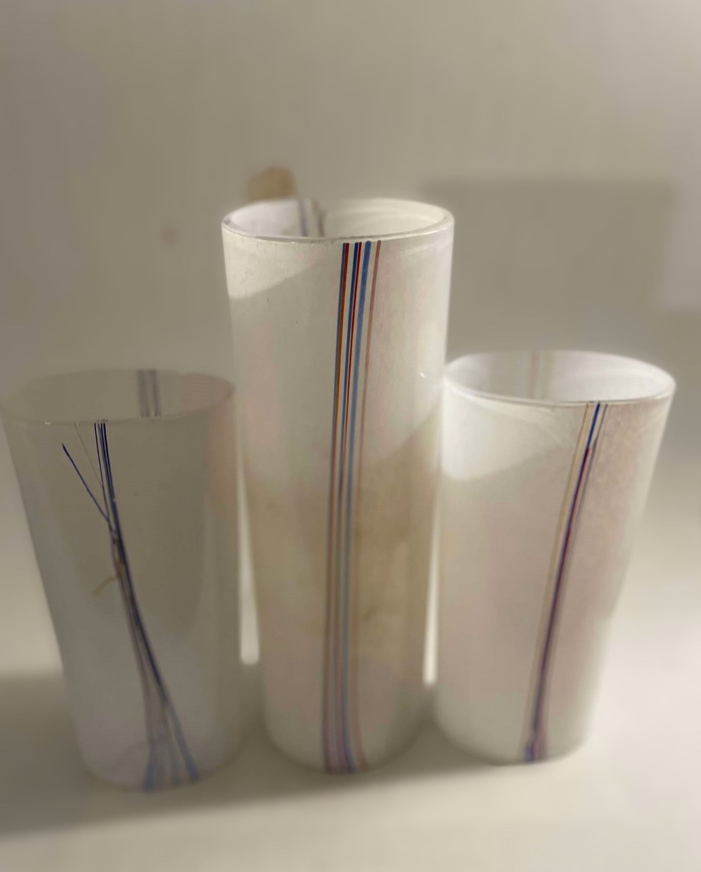 Bertil Vallien Rainbow Vases, from Kosta Boda Rainbow Column Vase, Swedish Glass Art 1970s