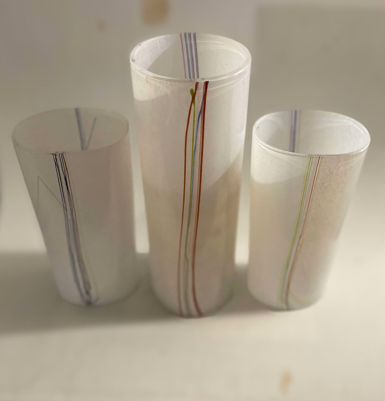Bertil Vallien Rainbow Vases, from Kosta Boda Rainbow Column Vase, Swedish Glass Art 1970s