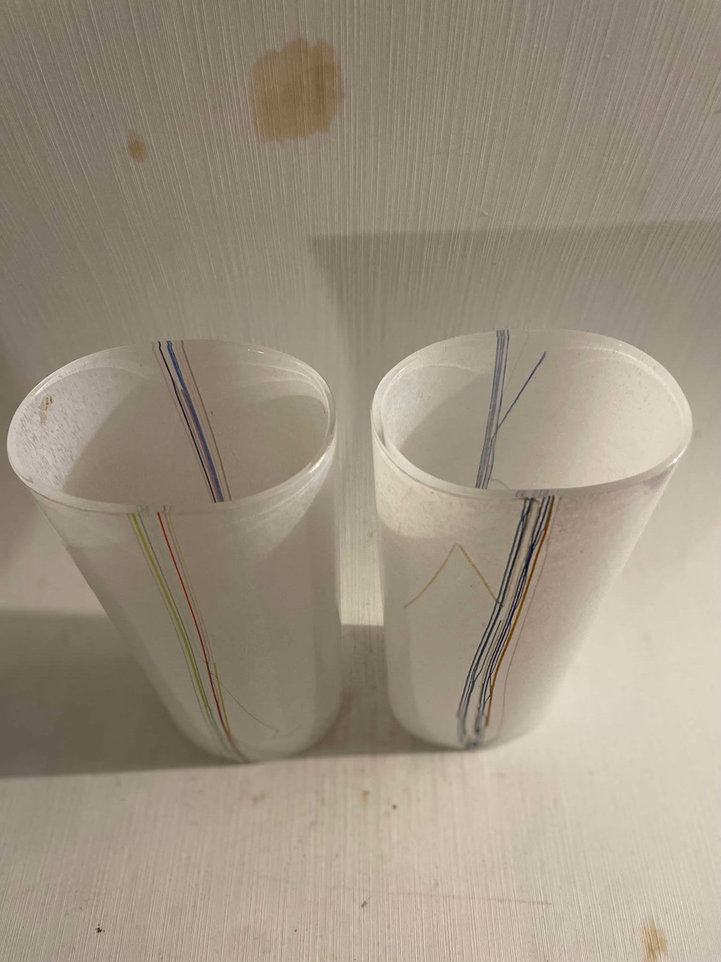 Bertil Vallien Rainbow Vases, from Kosta Boda Rainbow Column Vase, Swedish Glass Art 1970s