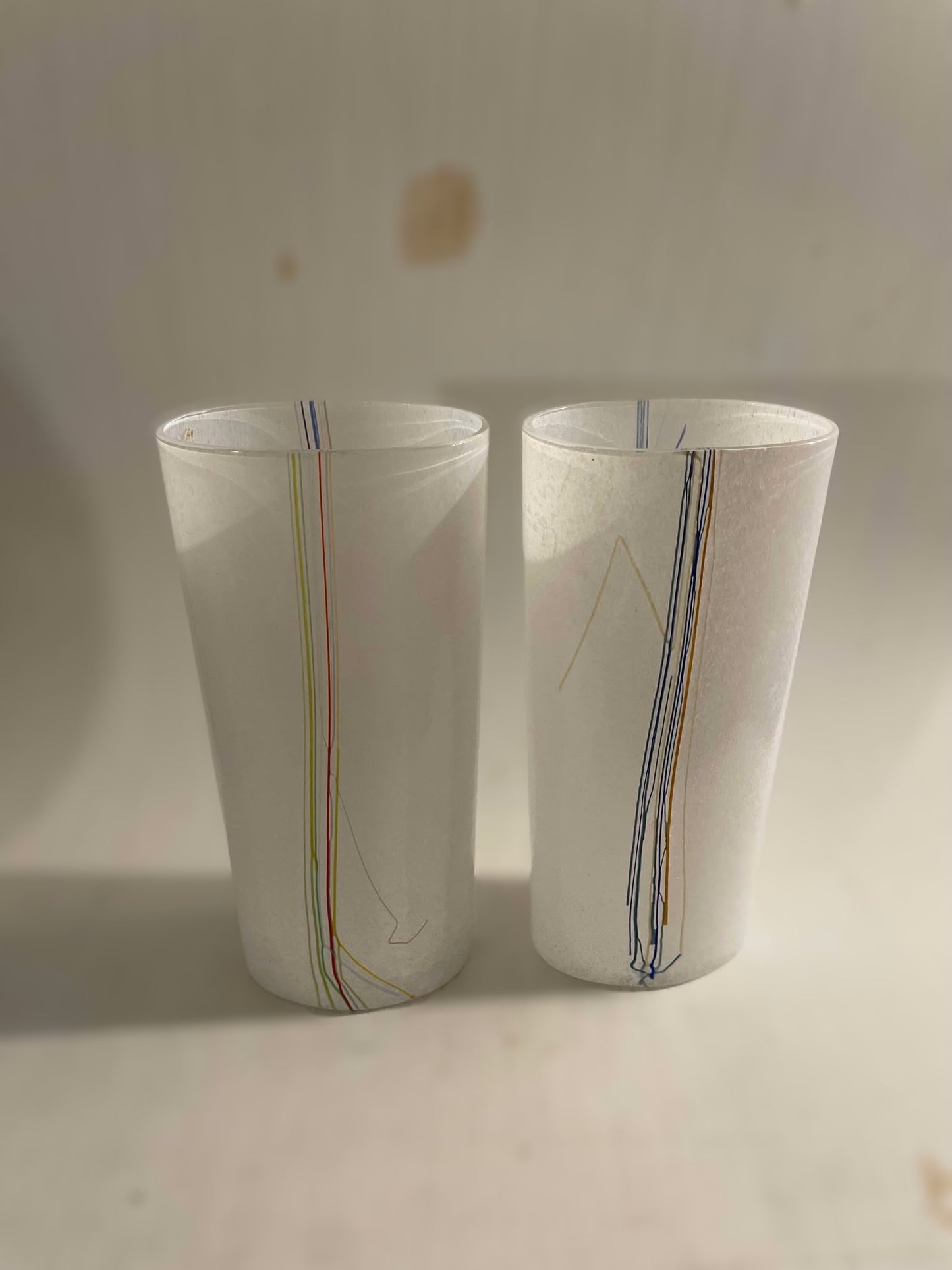 Bertil Vallien Rainbow Vases, from Kosta Boda Rainbow Column Vase, Swedish Glass Art 1970s