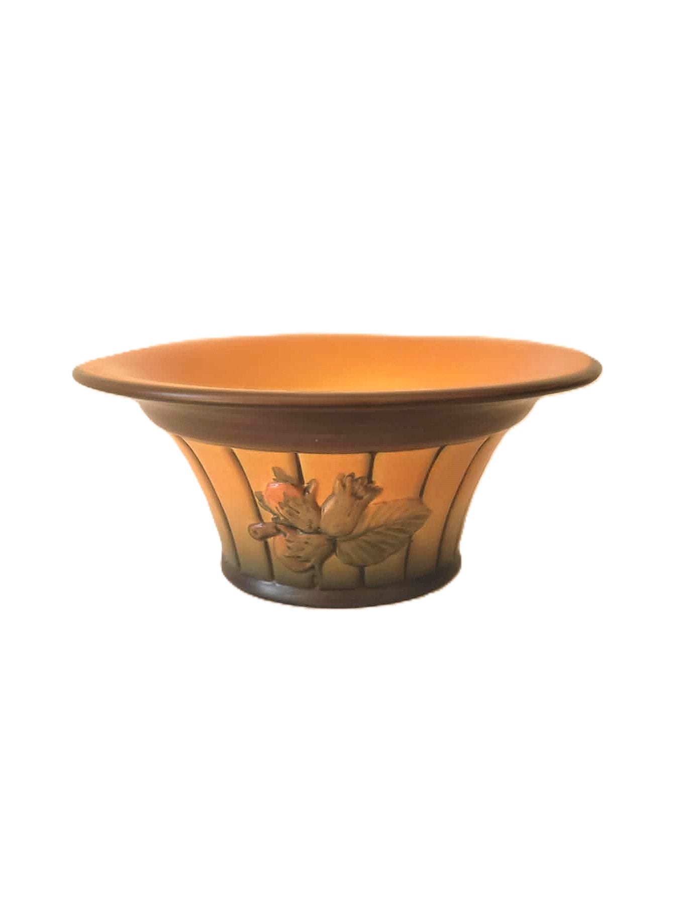 Danish vintage terracotta fruit bowl on a foot, designed by P. Ipsen's Widow, 1970s.