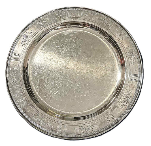 Gammelt stort sølvplet fad, design af Just Andersen - nr. 57880005