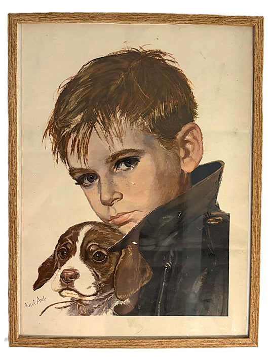 Sødt Litografi af den kendt dansk illustrator Kurt Ard