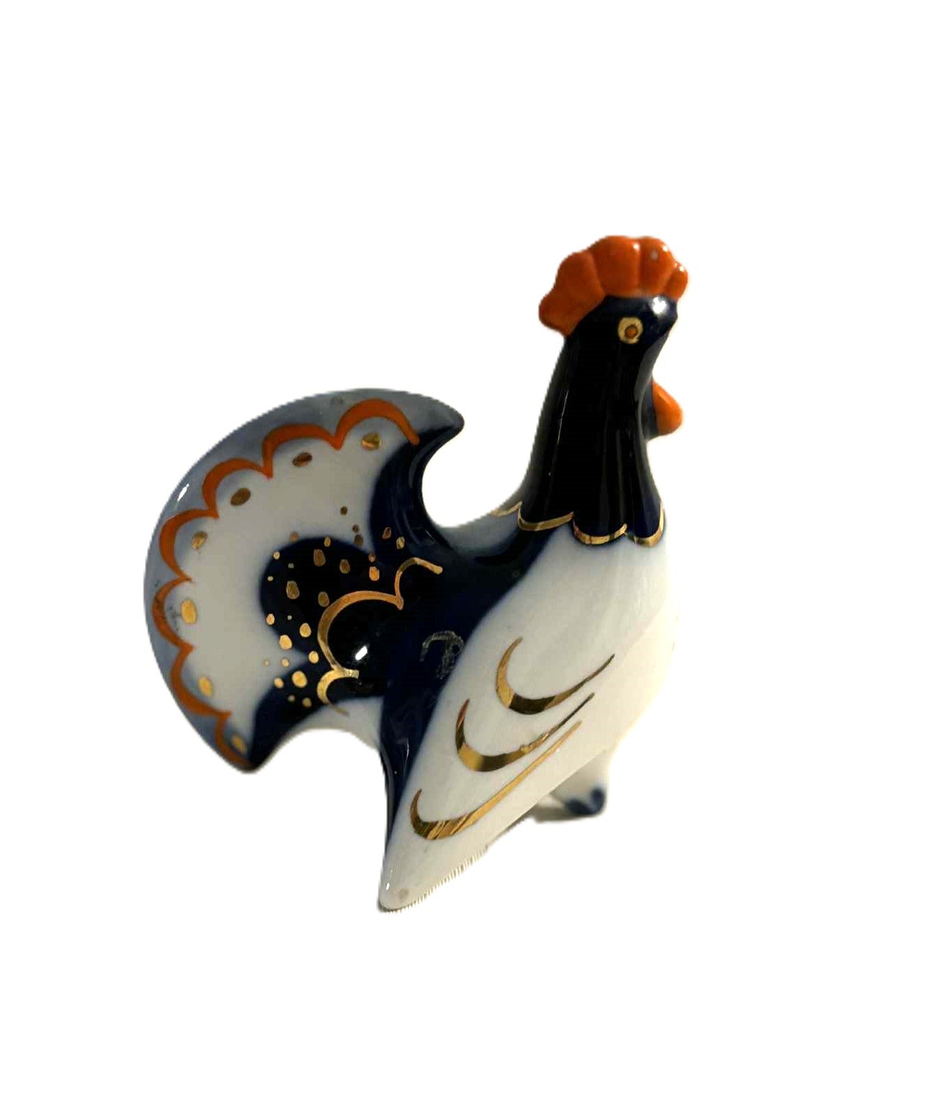 Porcelænsfigur i form af mangefarvet hane| Lomonosov, USSR, Rusland