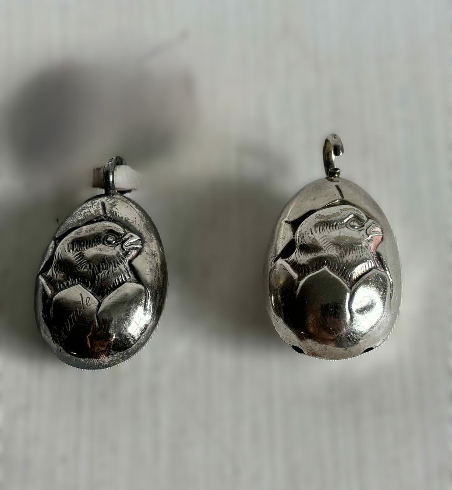 Two fine vintage baby rattles in silver plated - a special gift with history, Denmark 1965