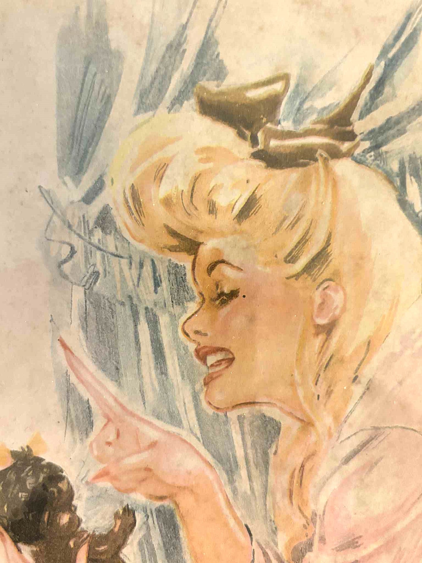 Originalt litografi af den danske illustrator CHRISTEL MARIOTT (1919-1992)