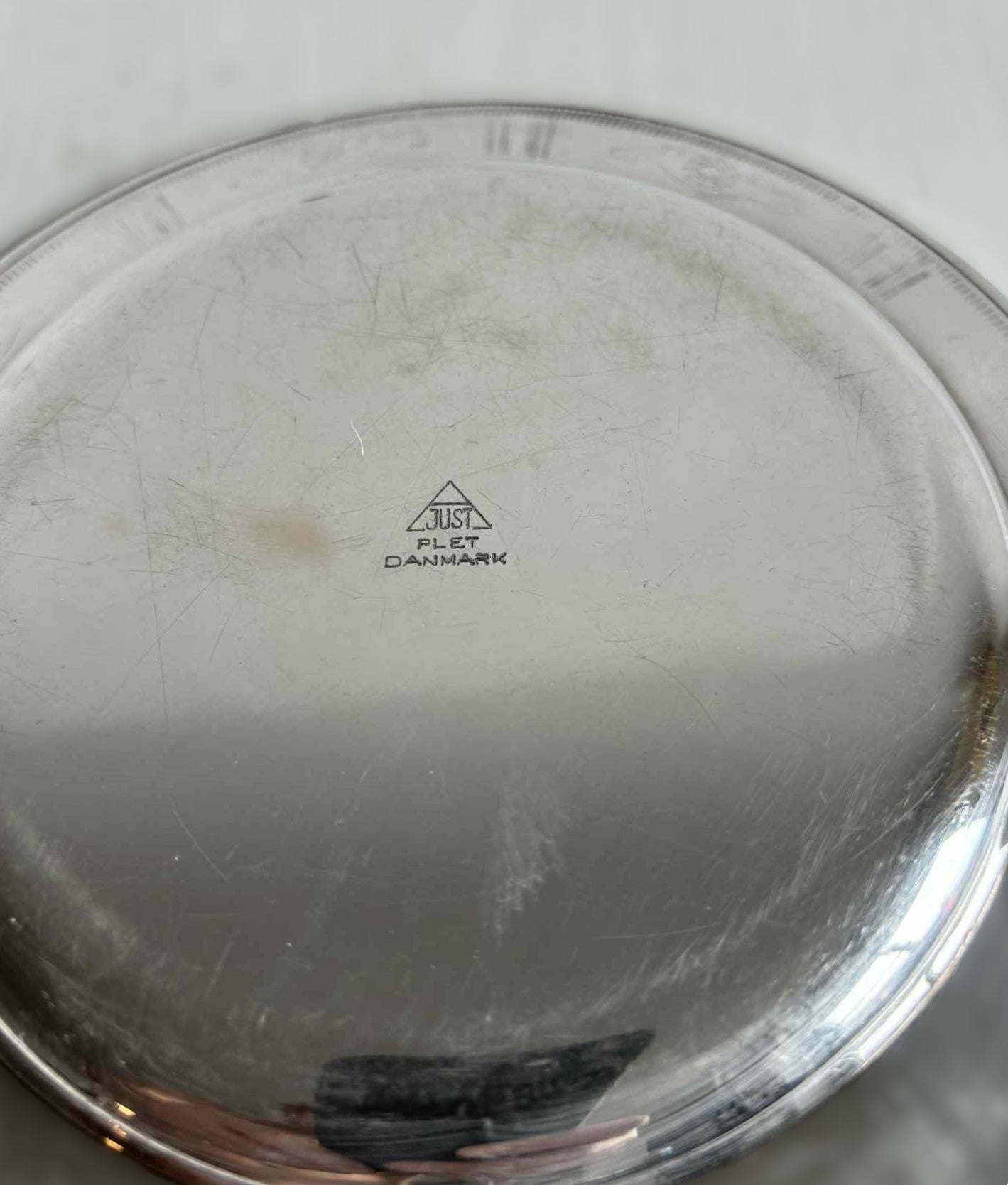 1920s Art Deco Silver Plated Serving Plate by Just Andersen (b. 1884-1943), Denmark, Flower Decor