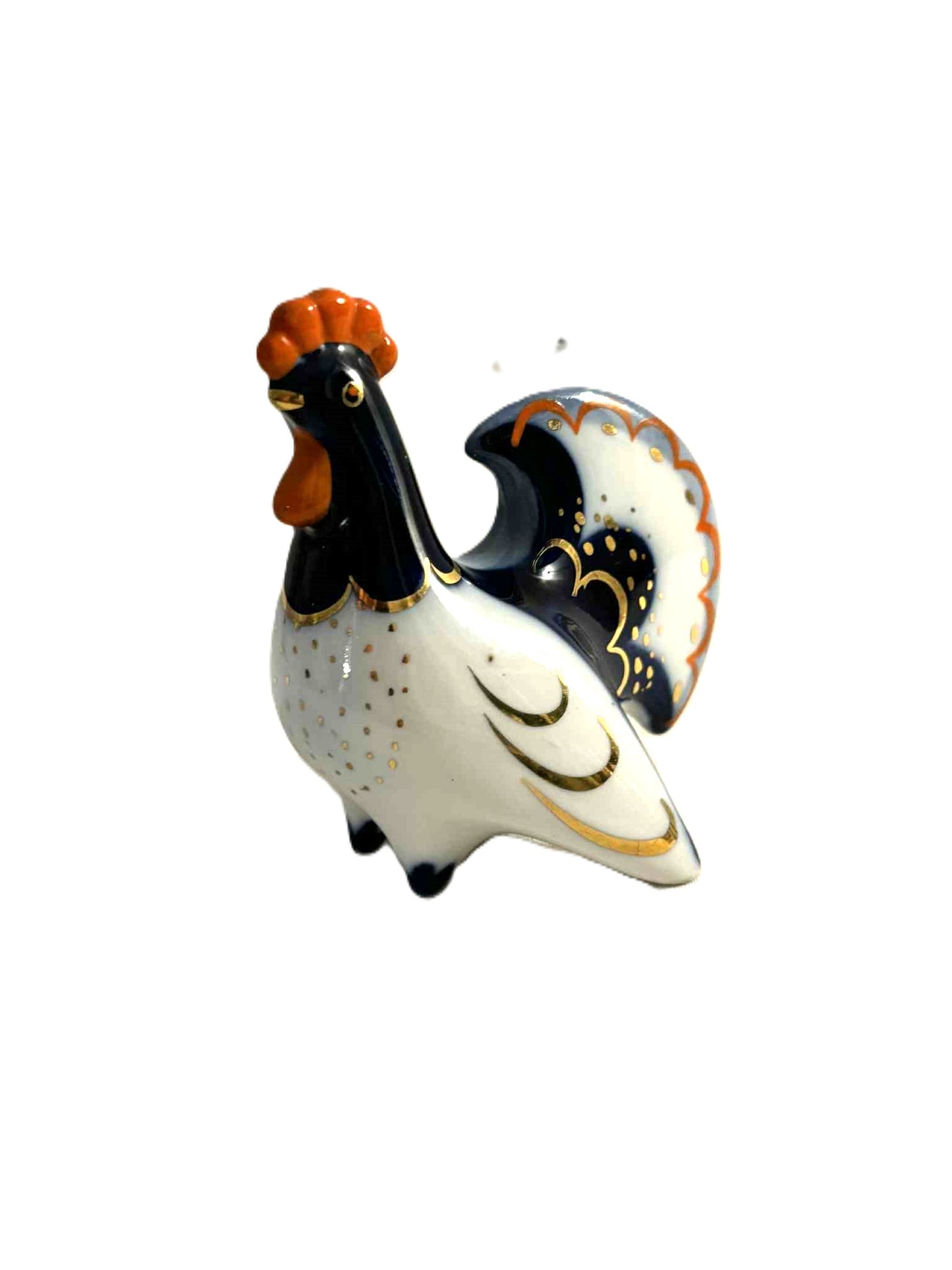 Porcelænsfigur i form af mangefarvet hane| Lomonosov, USSR, Rusland