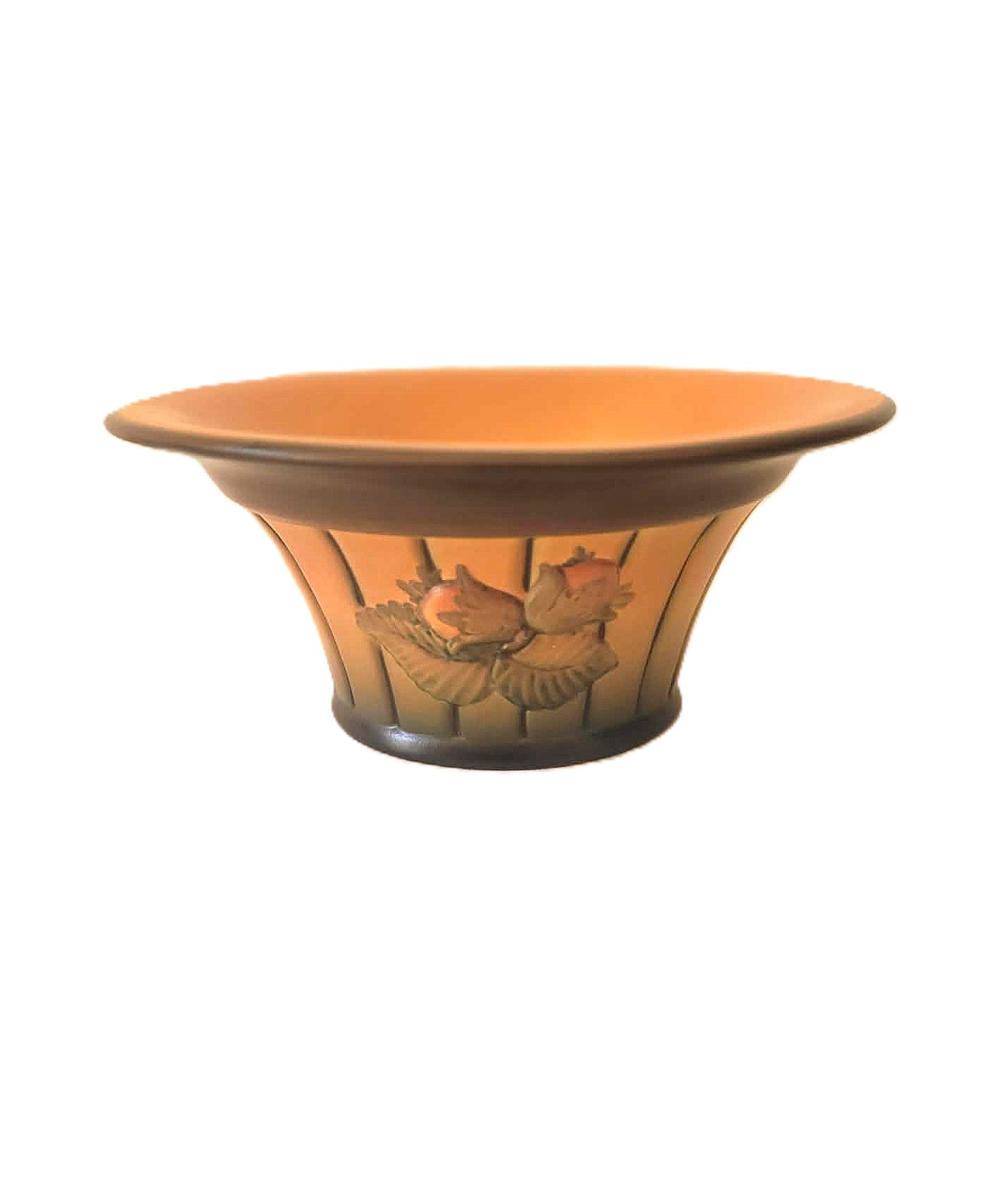 Danish vintage terracotta fruit bowl on a foot, designed by P. Ipsen's Widow, 1970s.