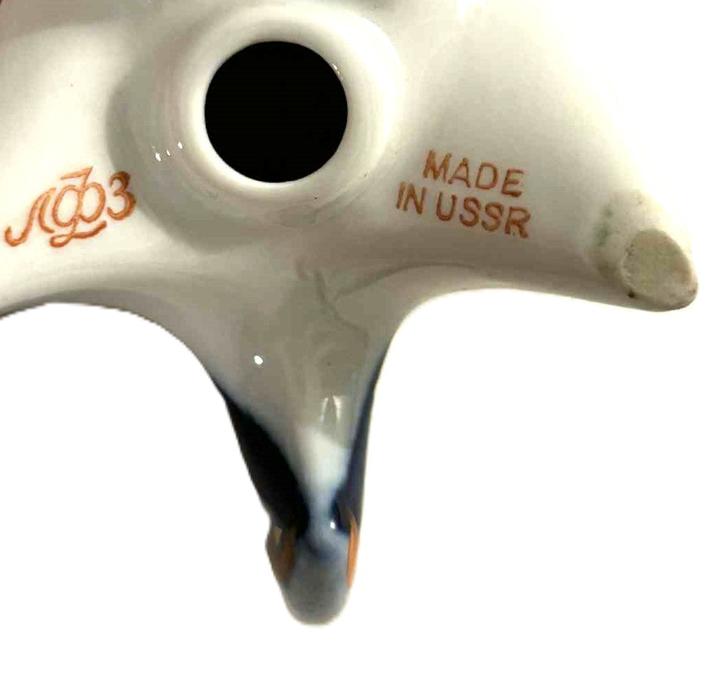 Porcelænsfigur i form af mangefarvet hane| Lomonosov, USSR, Rusland