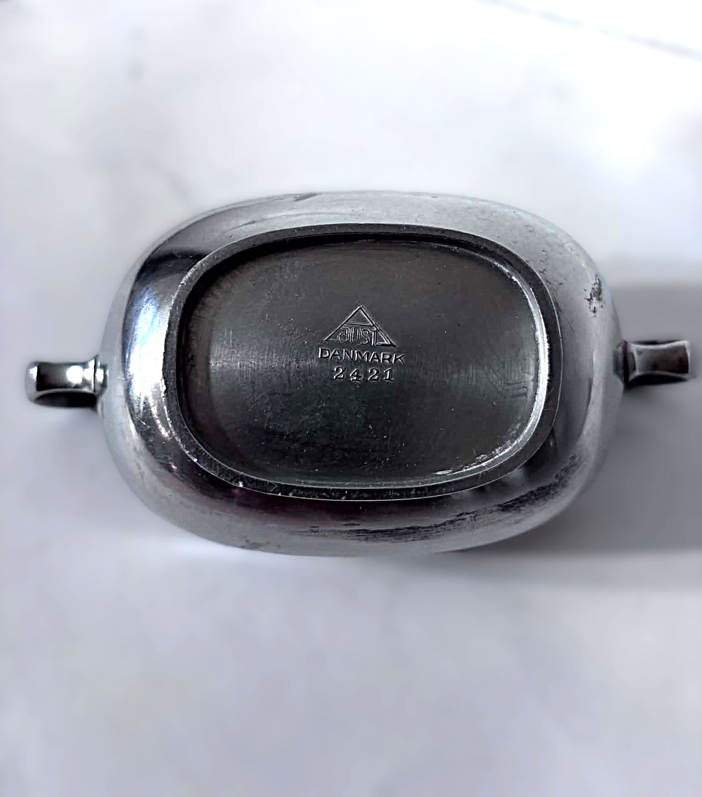 Just Andersen Pewter Oblong Sugar Bowl, Denmark 1920