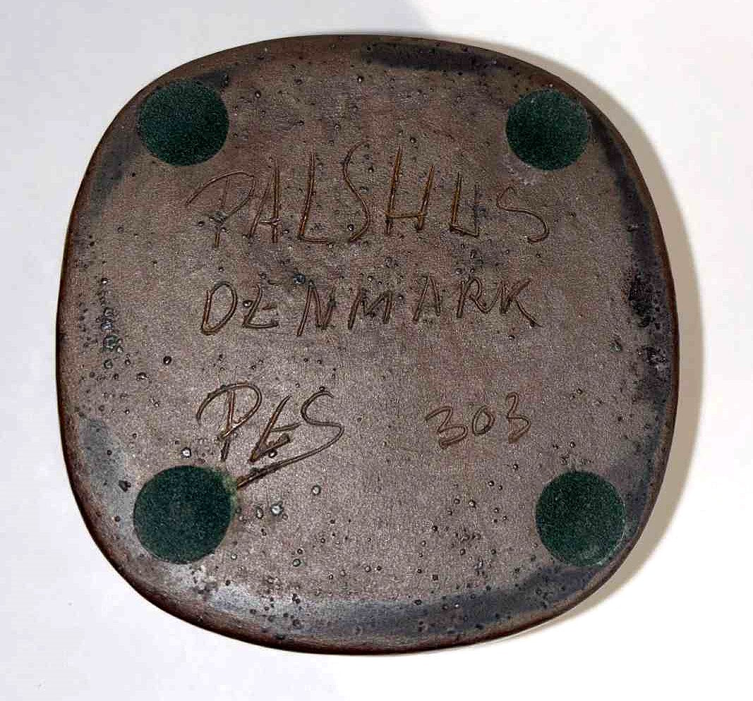 Palshus glaseret stentøjsskål i smukke natur nuancer, Danmark 1960erne