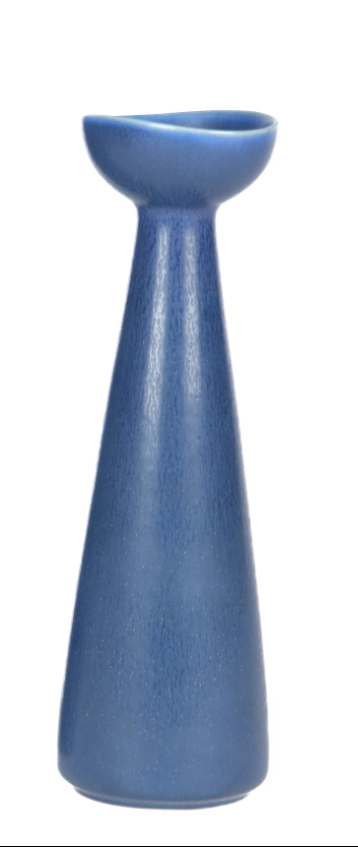 Rare shaped stoneware vases from Palshus, made in coboltblue hare fur glaze, Denmark 1960s