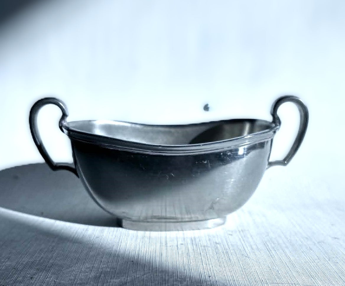 Just Andersen Pewter Oblong Sugar Bowl, Denmark 1920