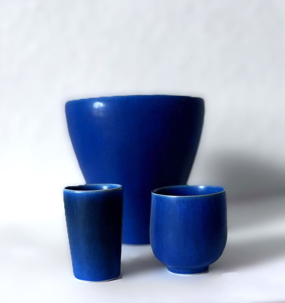 Lot of 3 hare fur glazed vases from Palshus, Denmark 1960s