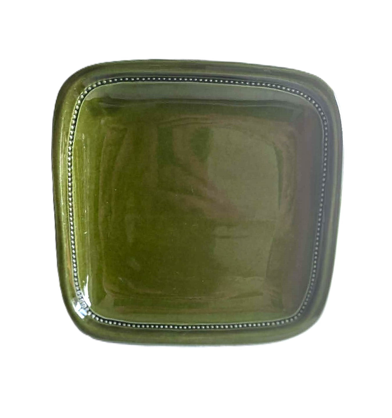 Stor firkantet tallerken i grøn glaseret keramik, design af JOHN ANDERSSON 1950/60'erne