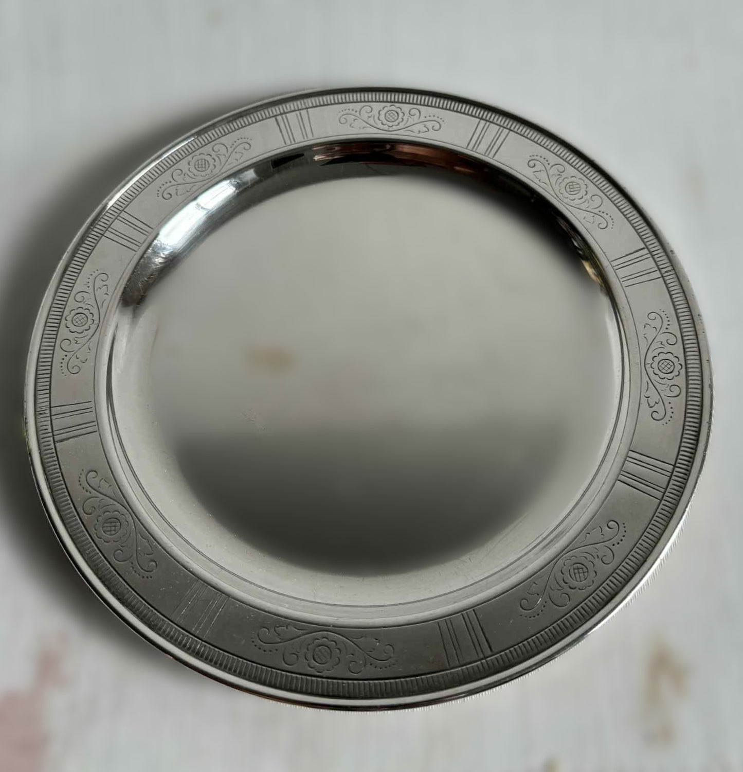 1920s Art Deco Silver Plated Serving Plate by Just Andersen (b. 1884-1943), Denmark, Flower Decor