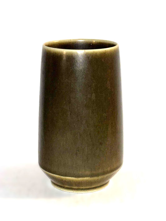 Mid-Century stoneware vase in Green hare fur glaze from Palshus, Denmark 1960s