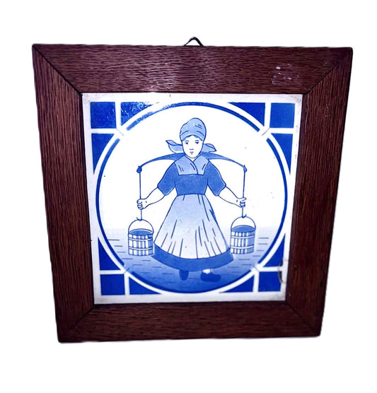 Antique tile with a Dutch milkmaid number C31 - 20th century