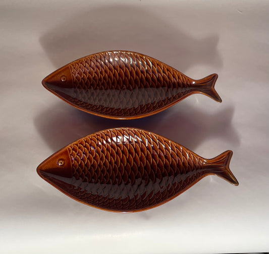 1 par Stig Lindberg fiskefade fra Gustavsberg 1958 ~ nr. 09400