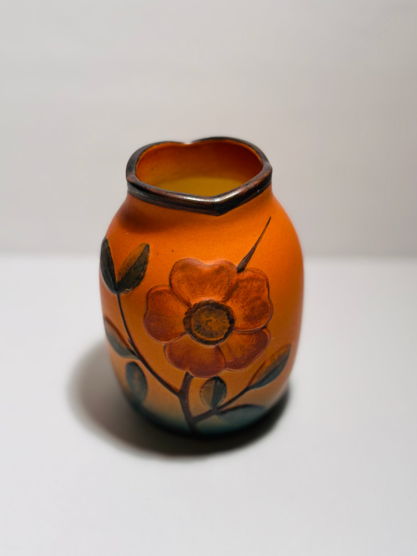 Beautiful handmade and hand-painted ceramic vase from Ipsen's Enke, Denmark 1960s