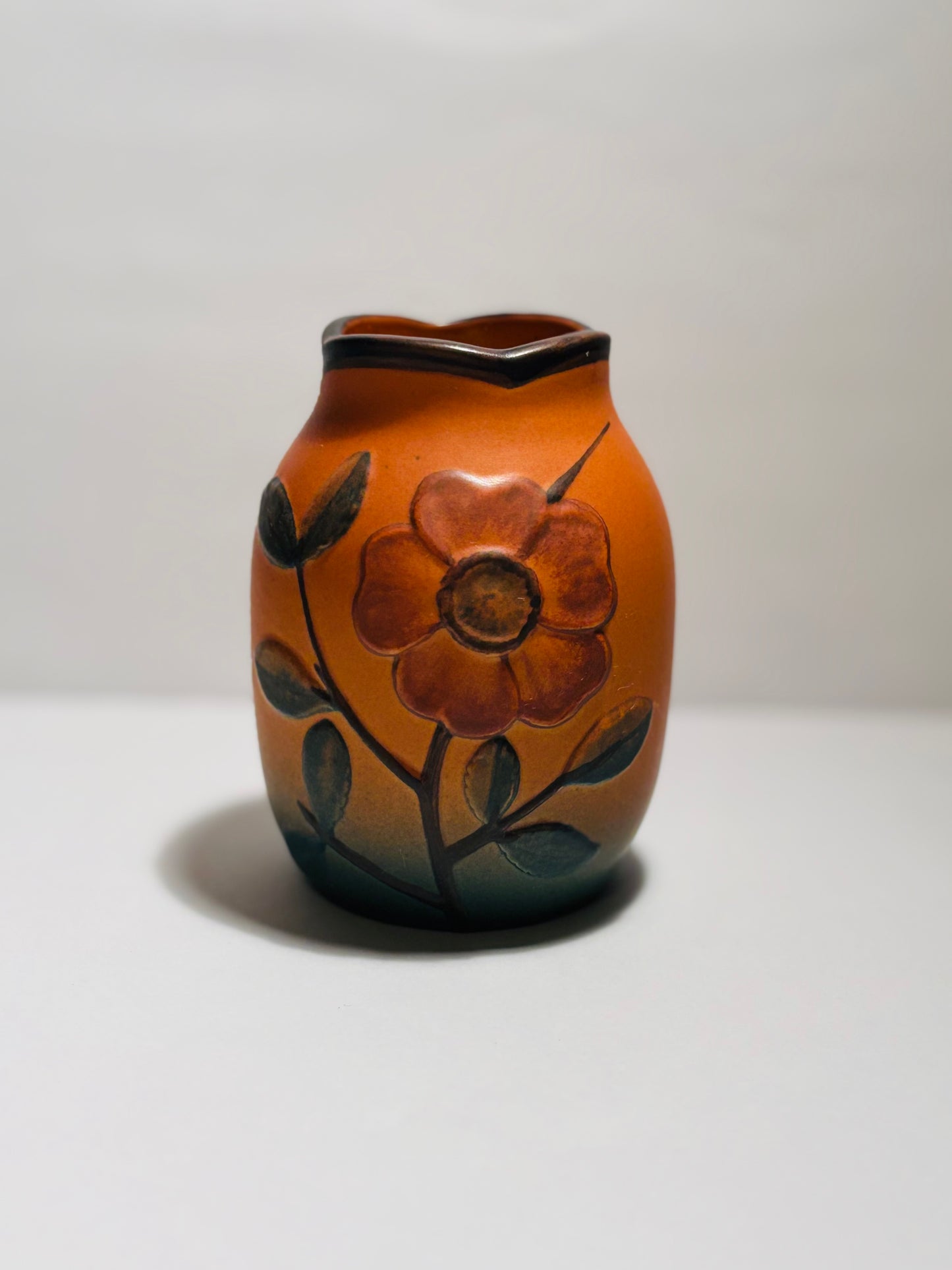 Beautiful handmade and hand-painted ceramic vase from Ipsen's Enke, Denmark 1960s