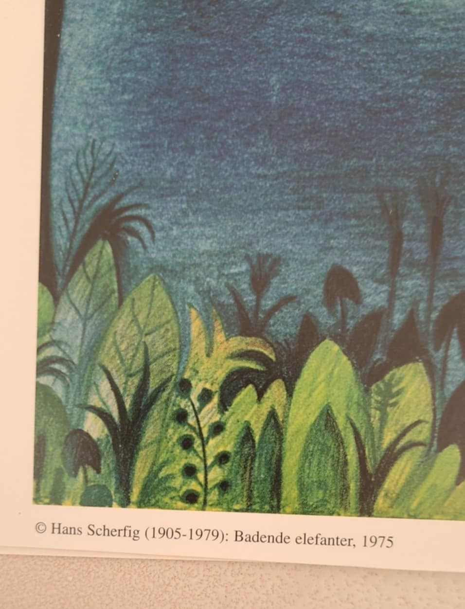 2 flotte indrammede offset tryk af Hans Scherfig - Badende Elefanter 1975 og 7 Giraffer 1964