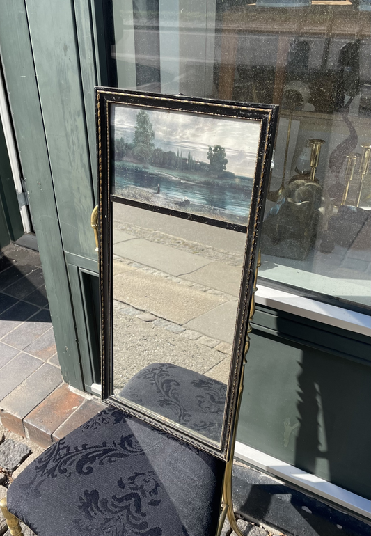 Antik spejl med et kunst tryk øverst - nr. 415420