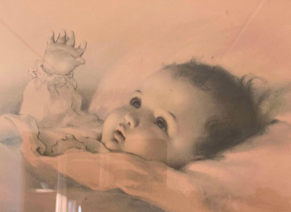 Original Vintage Bessie Pease Gutmann Lithograph Titled ‘Awakening Baby’