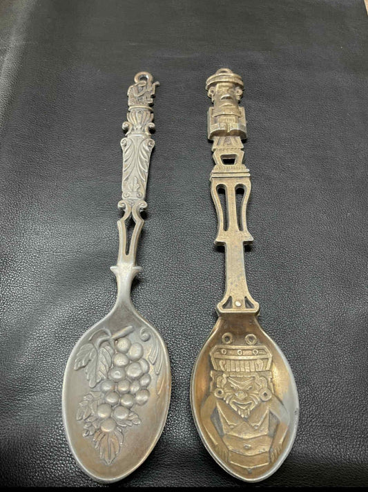 2 vintage håndlavede dekorative messingskeer fra 1970'erne - nr. 598987464