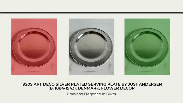 1920s Art Deco Silver Plated Serving Plate by Just Andersen (b. 1884-1943), Denmark, Flower Decor by@Outfy