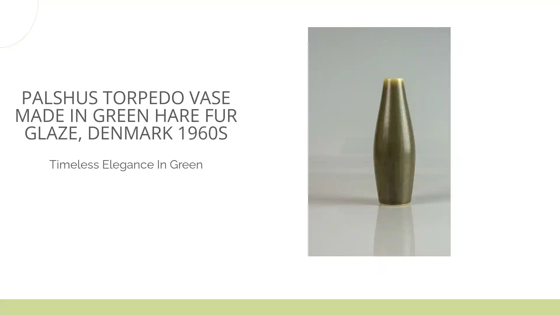 Palshus Torpedo vase made in Green Hare Fur Glaze, Denmark 1960s by@Outfy