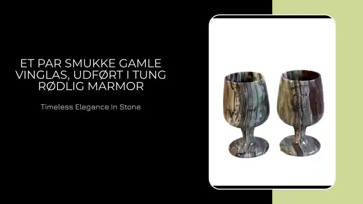 Et par smukke gamle vinglas, udf&oslash;rt i tung r&oslash;dlig marmor by@Outfy