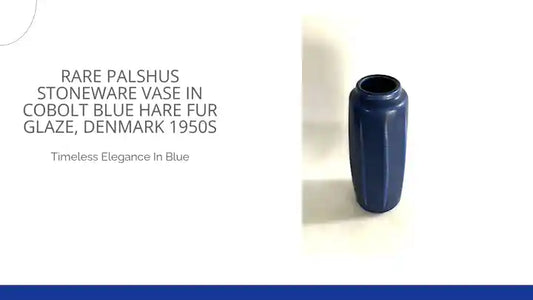 Rare Palshus stoneware vase in Cobolt Blue Hare Fur Glaze, Denmark 1950s by@Outfy