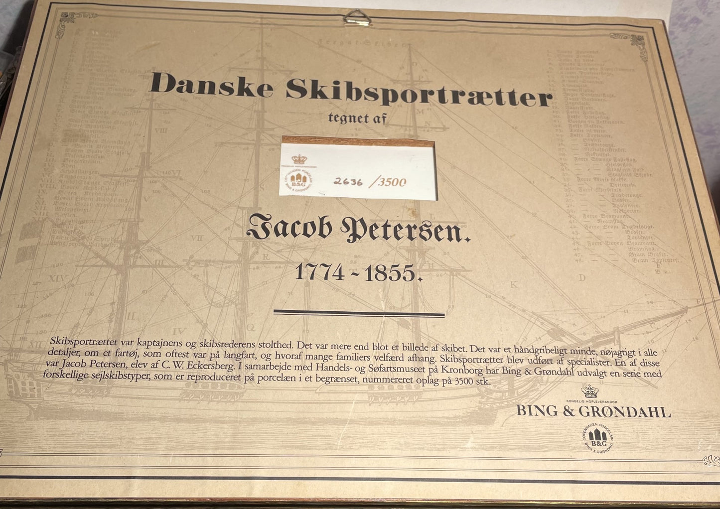 Bing og Grøndahl porcelæn billede af Fregatten "Frederick den Siette" - nr. 01961