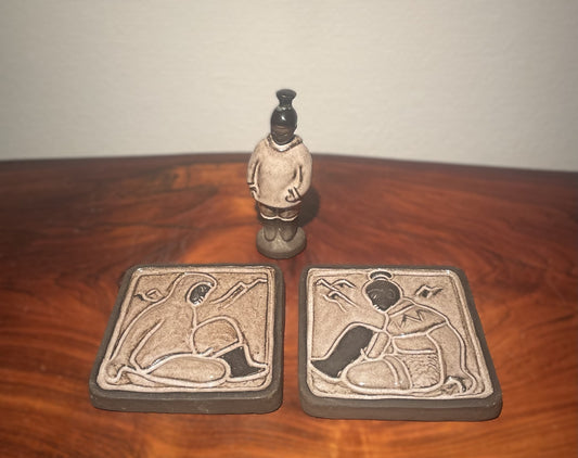 Hyllested keramik, flot eskimo figur og 2 vægreliefer - nr. 55874744