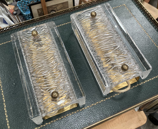 2 flotte væglamper i messing og glas - nr. 0305