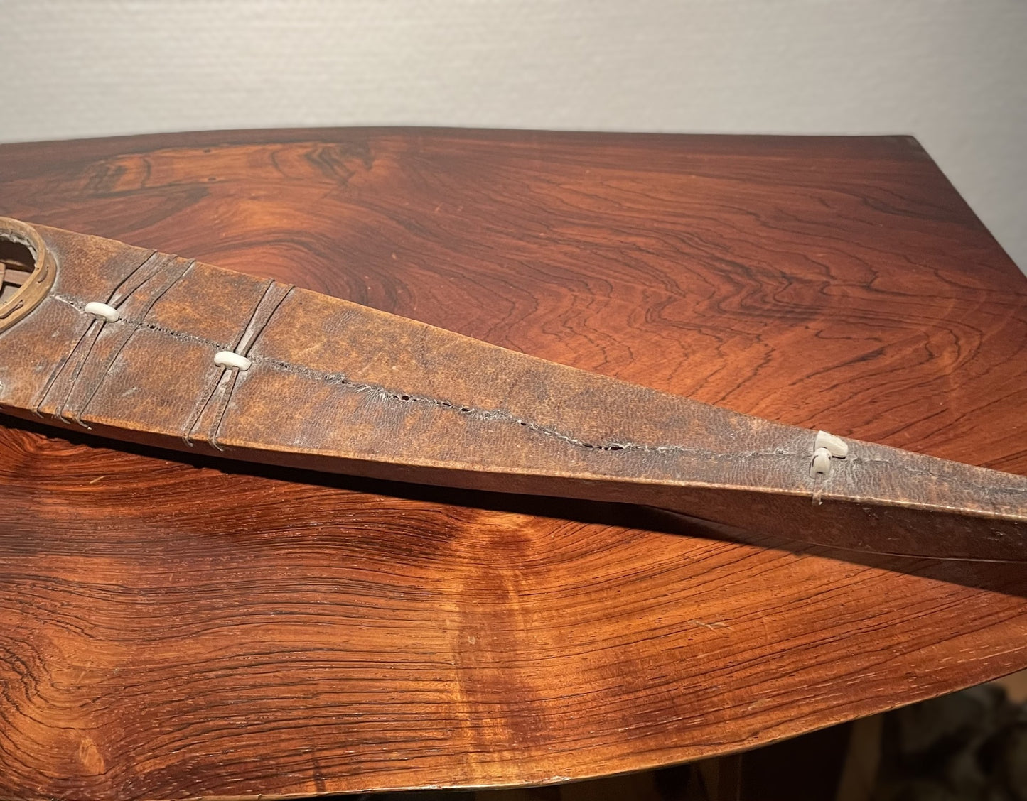 Greenlandic miniature model of kayak, made of leather, bone and wood - no. 030200